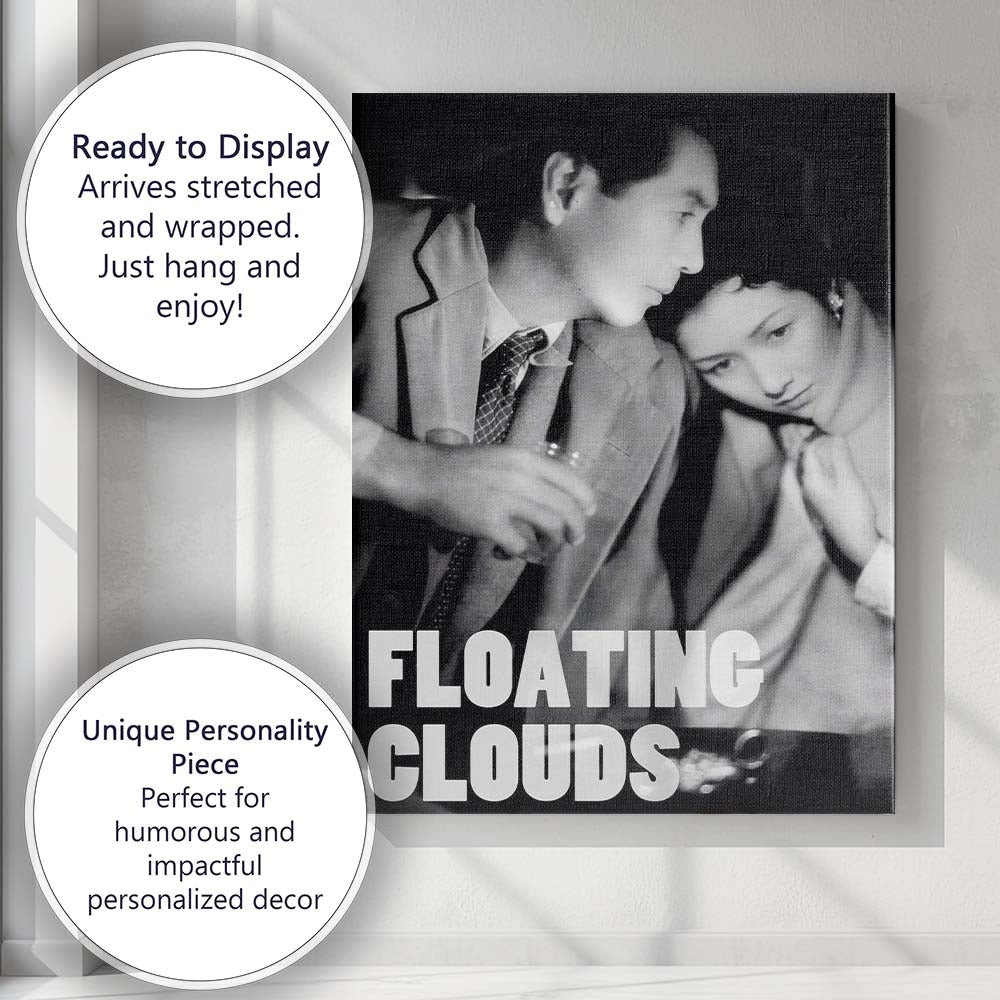 Black And White Romantic Couple Classic Cinema Photography Canvas Wall Art Print Decor Picture Ready to Hang