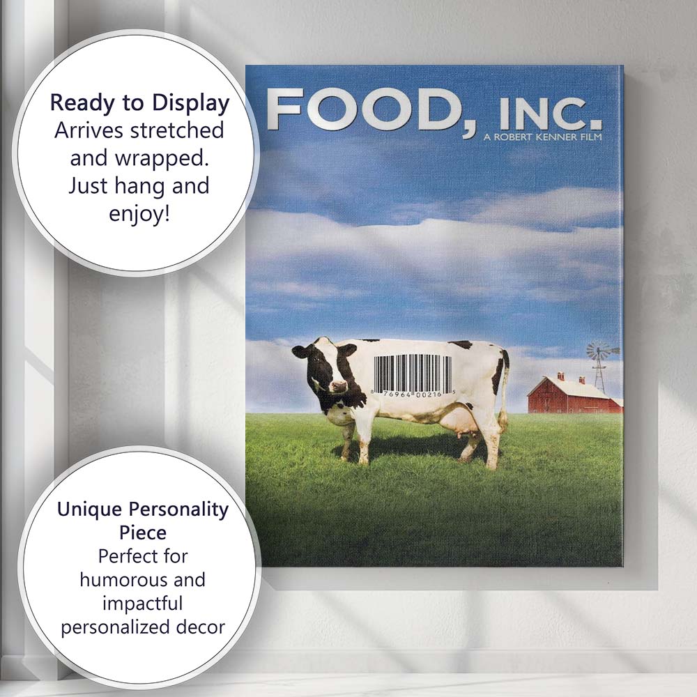 Pastoral Farm Landscape Dairy Cow Conceptual Documentary Artwork Canvas Wall Art Print Decor Picture Ready to Hang