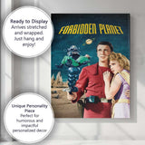 Retro Science Fiction Space Adventure Robot And Planet Artwork Canvas Wall Art Print Decor Picture Ready to Hang