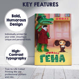 Colourful Soviet Animation Crocodile And Cute Character Illustration Canvas Wall Art Print Decor Picture Ready to Hang