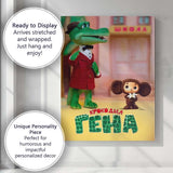 Colourful Soviet Animation Crocodile And Cute Character Illustration Canvas Wall Art Print Decor Picture Ready to Hang