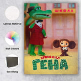 Colourful Soviet Animation Crocodile And Cute Character Illustration Canvas Wall Art Print Decor Picture Ready to Hang