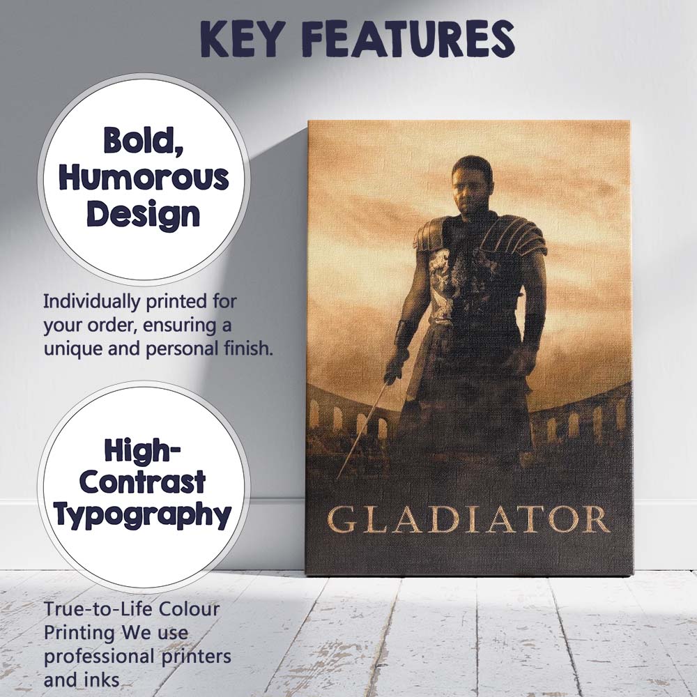 Epic Roman Gladiator Warrior Arena Cinematic Portrait Canvas Wall Art Print Decor Picture Ready to Hang