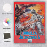 Retro Japanese Monster Battle Science Fiction Action Illustration Canvas Wall Art Print Decor Picture Ready to Hang