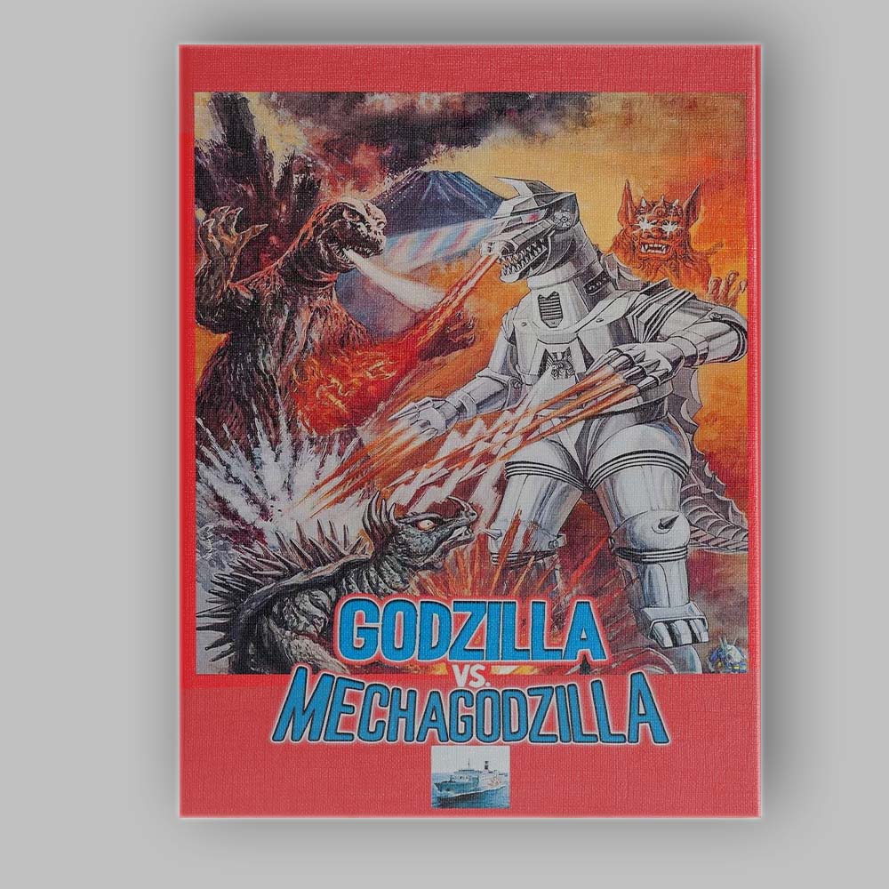 Retro Japanese Monster Battle Science Fiction Action Illustration Canvas Wall Art Print Decor Picture Ready to Hang