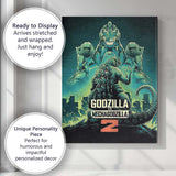 Godzilla And Mechagodzilla Retro Sci Fi Monster Battle Artwork Canvas Wall Art Print Decor Picture Ready to Hang