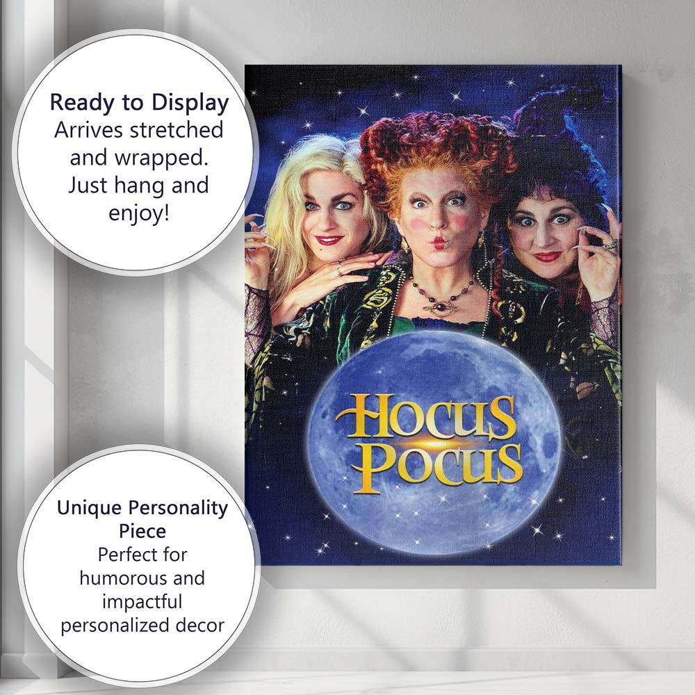 Enchanting Witch Sisters Moonlit Halloween Fantasy Artwork Canvas Wall Art Print Decor Picture Ready to Hang