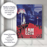 Cuban Revolution Inspired Red Blue Political Art Collage Canvas Wall Art Print Decor Picture Ready to Hang