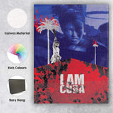 Cuban Revolution Inspired Red Blue Political Art Collage Canvas Wall Art Print Decor Picture Ready to Hang