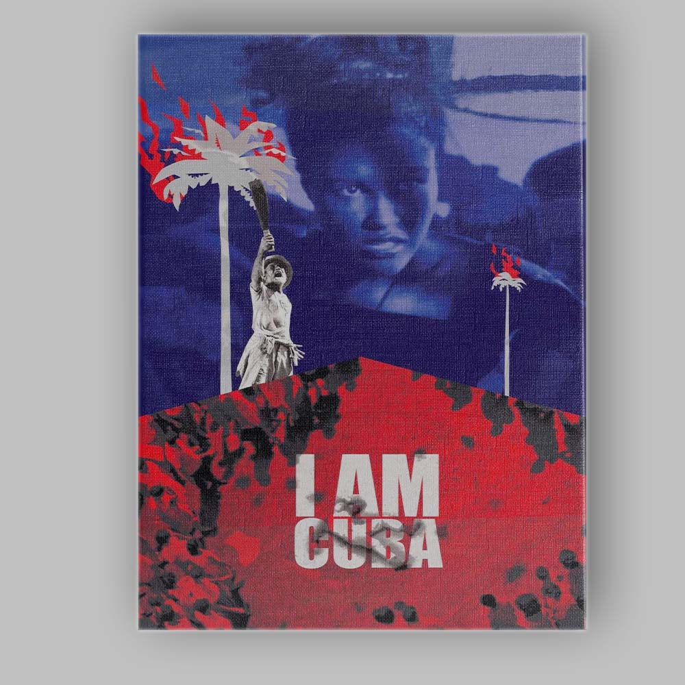 Cuban Revolution Inspired Red Blue Political Art Collage Canvas Wall Art Print Decor Picture Ready to Hang