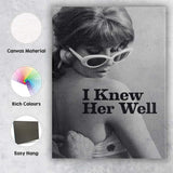 Black And White Retro Fashion Portrait Chic Sunglasses Photography Canvas Wall Art Print Decor Picture Ready to Hang