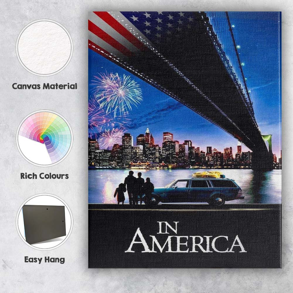 Night City Skyline Fireworks Bridge Waterfront Family Scene Canvas Wall Art Print Decor Picture Ready to Hang