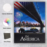 Night City Skyline Fireworks Bridge Waterfront Family Scene Canvas Wall Art Print Decor Picture Ready to Hang