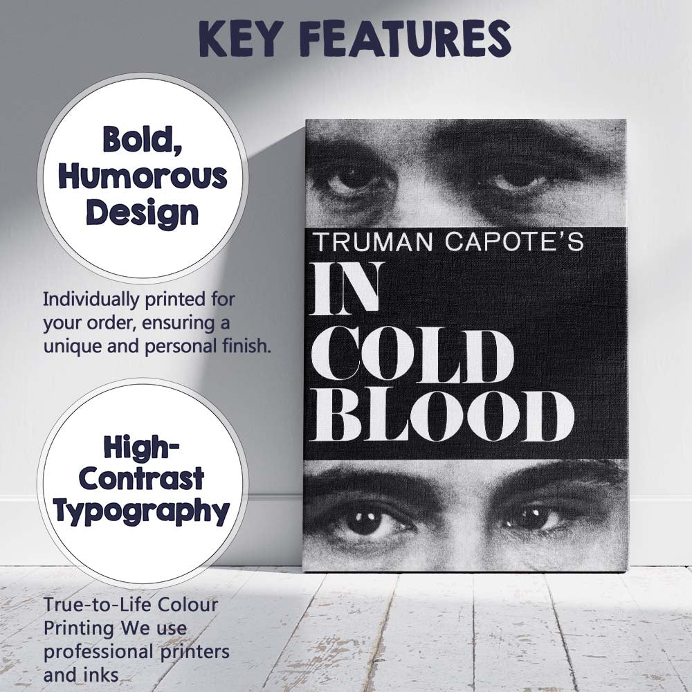 Black White Close Up Eyes Typography Crime Drama Portrait Canvas Wall Art Print Decor Picture Ready to Hang