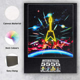 Neon Space Adventure Sci Fi Galaxy Rocket Illustration Canvas Wall Art Print Decor Picture Ready to Hang
