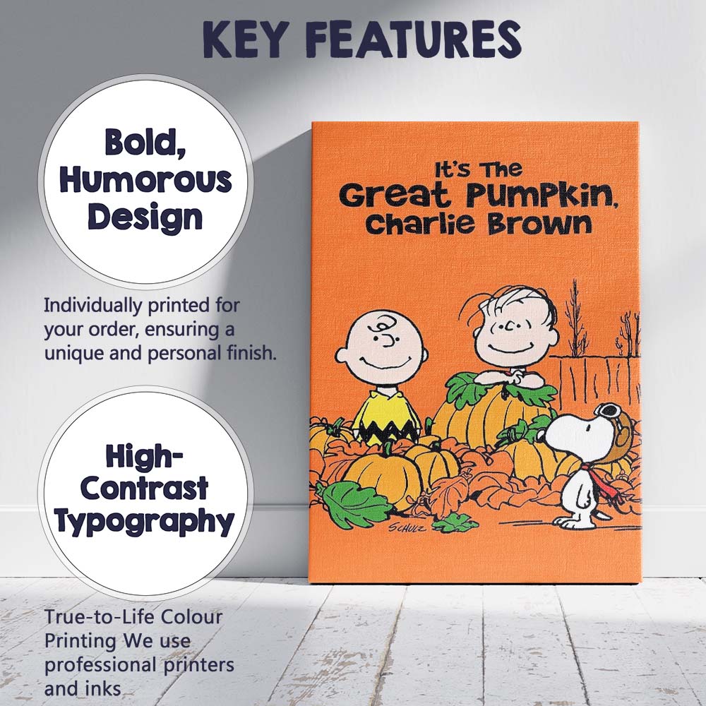 Orange Autumn Pumpkin Patch Cartoon Character Family Artwork Canvas Wall Art Print Decor Picture Ready to Hang