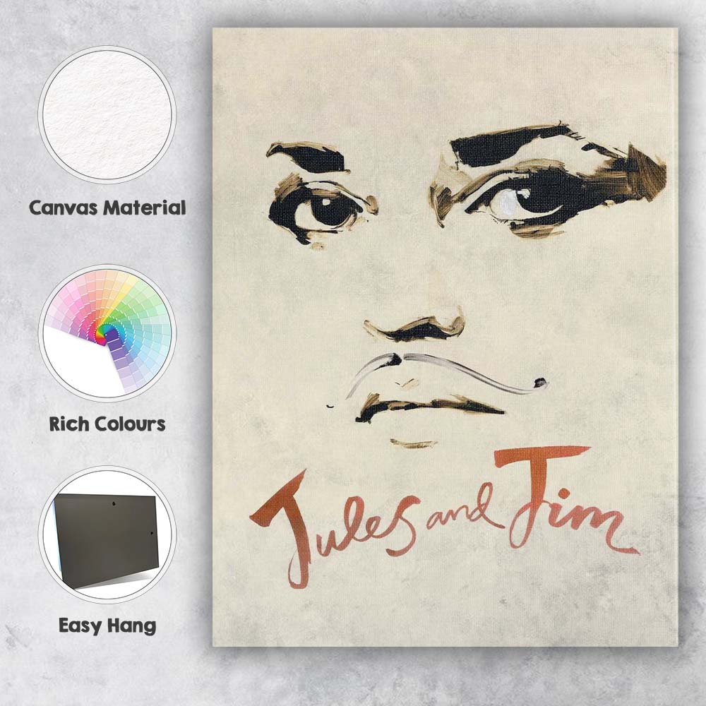 Minimalist Hand Painted Facial Features Abstract Line Art Beige Canvas Wall Art Print Decor Picture Ready to Hang