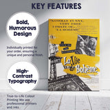 Bold Yellow French Bohemian Cinema Collage Retro Eiffel Tower Graphic Canvas Wall Art Print Decor Picture Ready to Hang