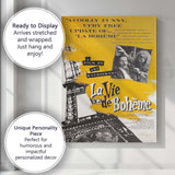 Bold Yellow French Bohemian Cinema Collage Retro Eiffel Tower Graphic Canvas Wall Art Print Decor Picture Ready to Hang