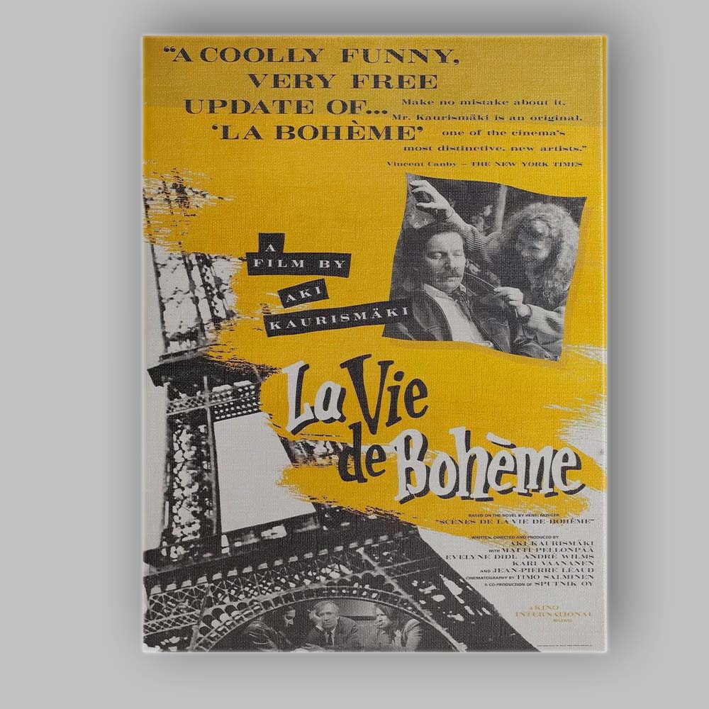 Bold Yellow French Bohemian Cinema Collage Retro Eiffel Tower Graphic Canvas Wall Art Print Decor Picture Ready to Hang