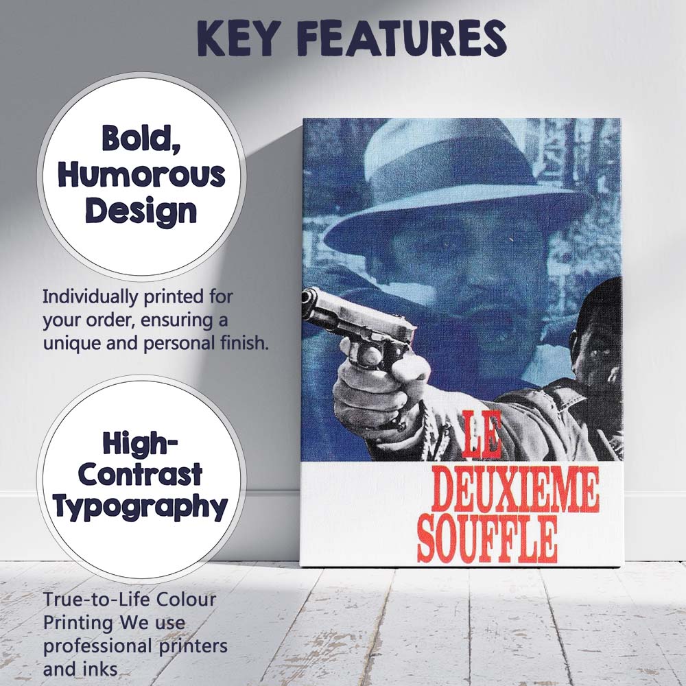 Blue Red French Crime Thriller Gunman Retro Cinema Poster Canvas Wall Art Print Decor Picture Ready to Hang