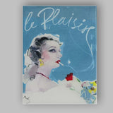 Elegant Parisian Fashion Portrait Soft Blue Watercolour Style Canvas Wall Art Print Decor Picture Ready to Hang