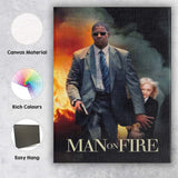 Action Thriller Bodyguard Protecting Young Girl Fire and Smoke Cinematic Canvas Wall Art Print Decor Picture Ready to Hang