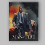 Action Thriller Bodyguard Protecting Young Girl Fire and Smoke Cinematic Canvas Wall Art Print Decor Picture Ready to Hang
