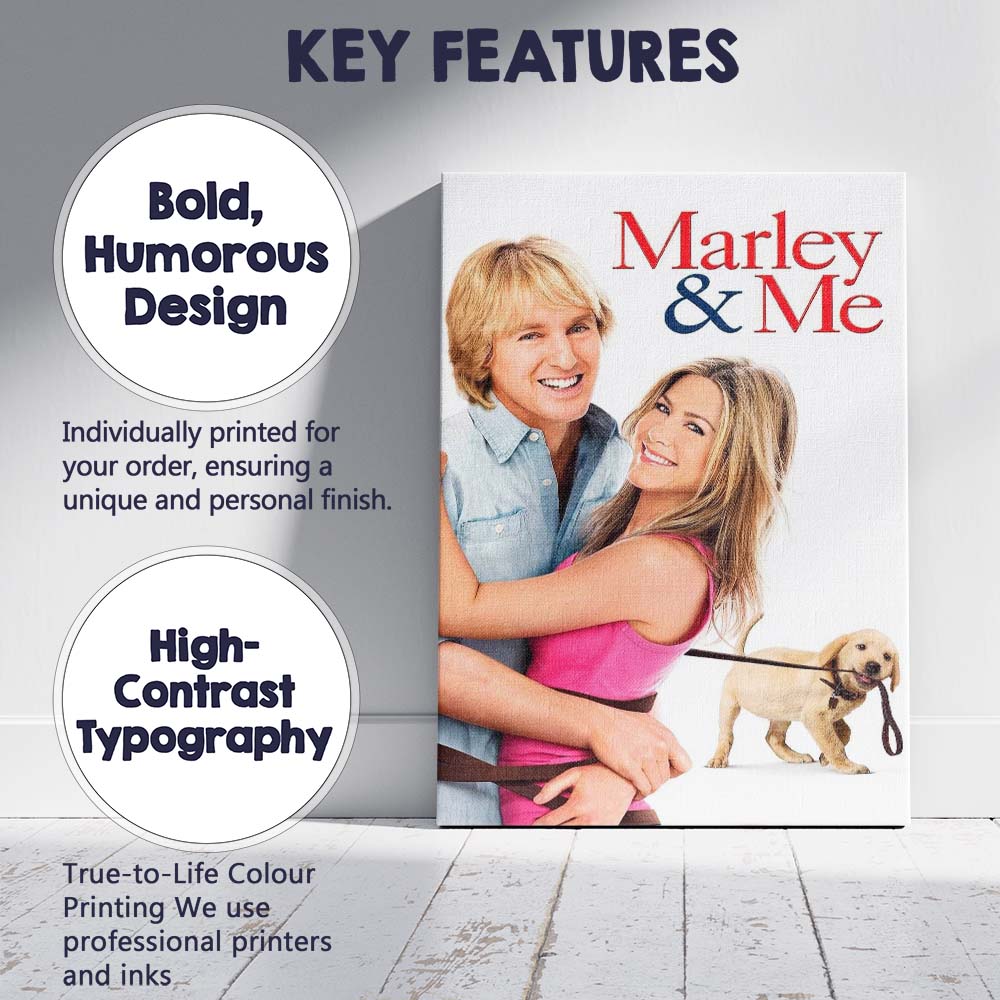 Romantic Couple with Puppy Bright Contemporary Comedy Film Style Canvas Wall Art Print Decor Picture Ready to Hang
