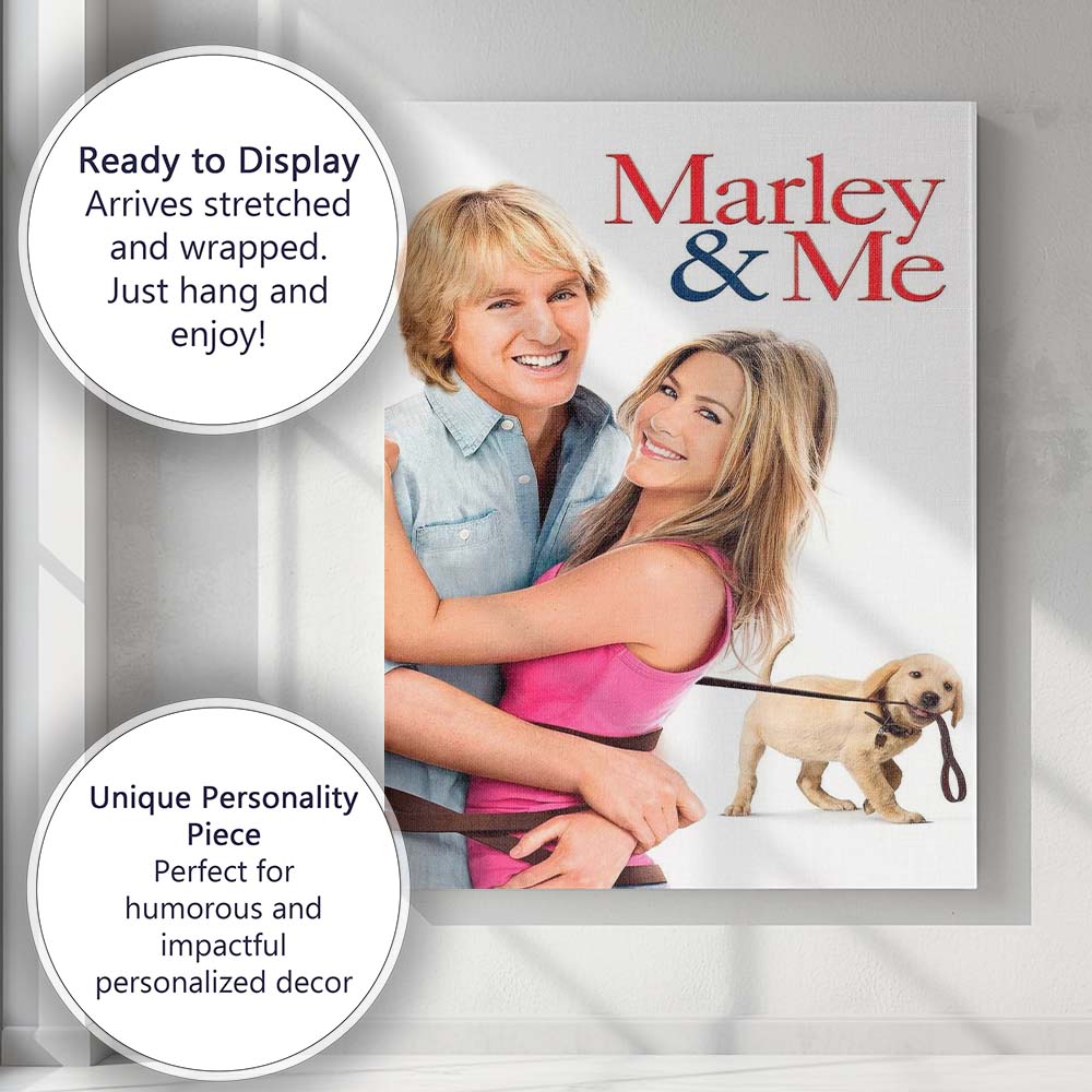 Romantic Couple with Puppy Bright Contemporary Comedy Film Style Canvas Wall Art Print Decor Picture Ready to Hang