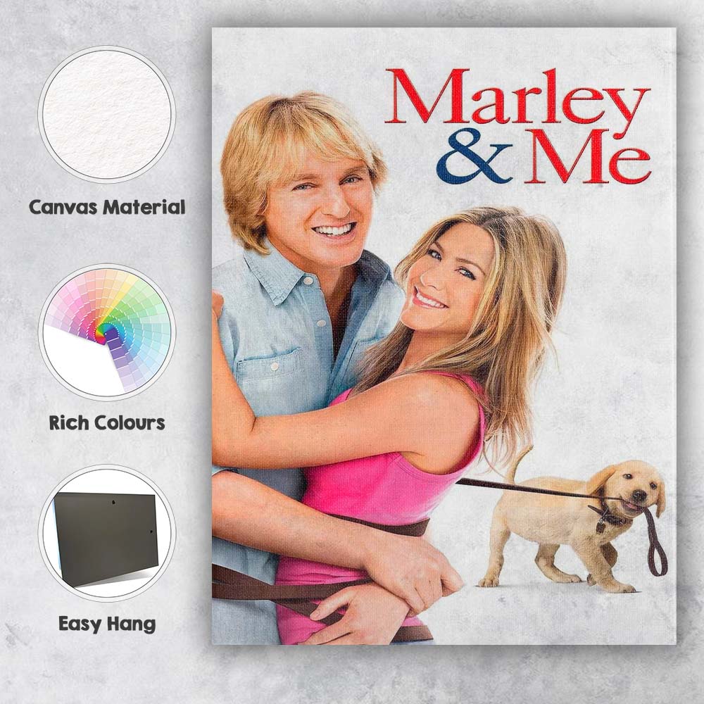 Romantic Couple with Puppy Bright Contemporary Comedy Film Style Canvas Wall Art Print Decor Picture Ready to Hang