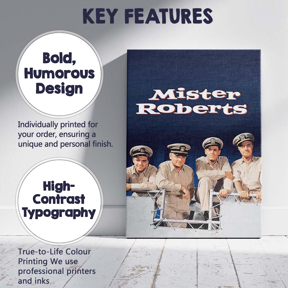 Classic Naval Comedy Film Cast Portrait Blue Background Canvas Wall Art Print Decor Picture Ready to Hang