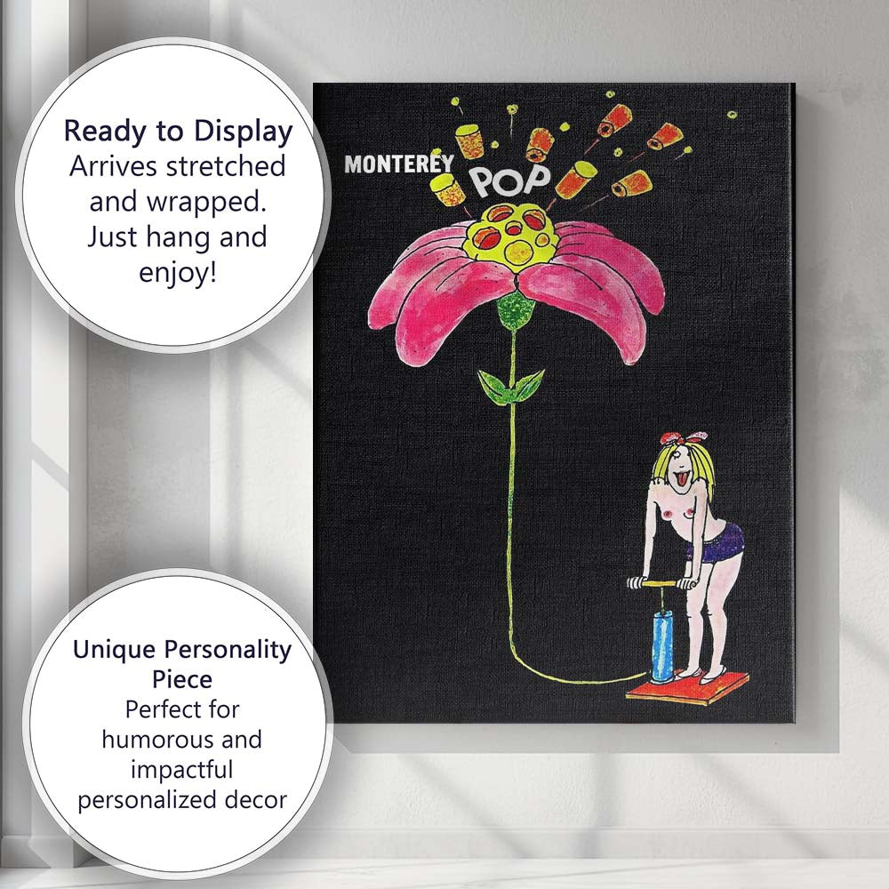 Psychedelic Flower Pop Art Festival Retro Music Illustration Canvas Wall Art Print Decor Picture Ready to Hang