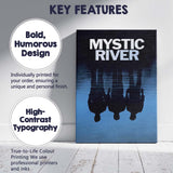 Mystic River Reflections Dark Blue Minimalist Cinematic Typography Canvas Wall Art Print Decor Picture Ready to Hang