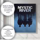 Mystic River Reflections Dark Blue Minimalist Cinematic Typography Canvas Wall Art Print Decor Picture Ready to Hang