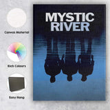 Mystic River Reflections Dark Blue Minimalist Cinematic Typography Canvas Wall Art Print Decor Picture Ready to Hang