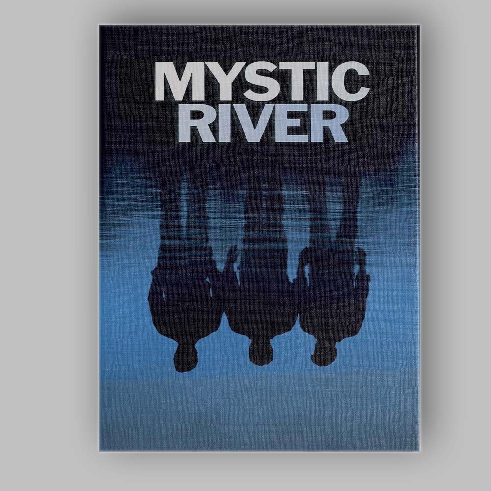 Mystic River Reflections Dark Blue Minimalist Cinematic Typography Canvas Wall Art Print Decor Picture Ready to Hang