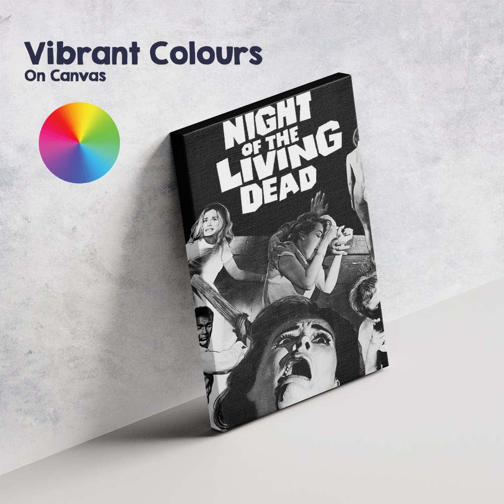 Night of the Living Dead Classic Horror Monochrome Retro Film Collage Canvas Wall Art Print Decor Picture Ready to Hang