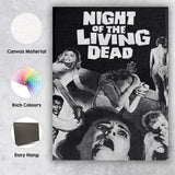 Night of the Living Dead Classic Horror Monochrome Retro Film Collage Canvas Wall Art Print Decor Picture Ready to Hang