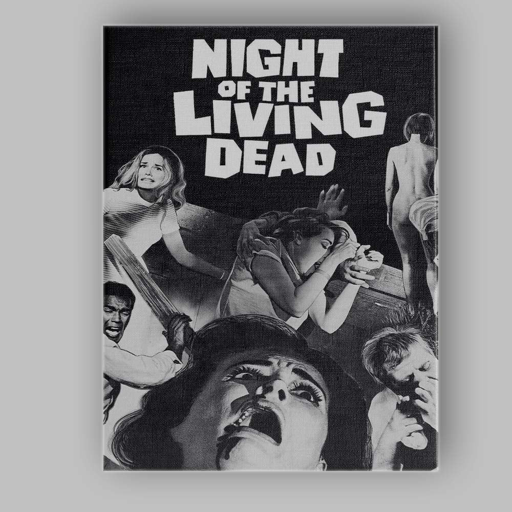Night of the Living Dead Classic Horror Monochrome Retro Film Collage Canvas Wall Art Print Decor Picture Ready to Hang