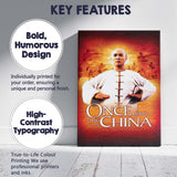Martial Arts Master Traditional White Robe Fiery Orange Action Canvas Wall Art Print Decor Picture Ready to Hang