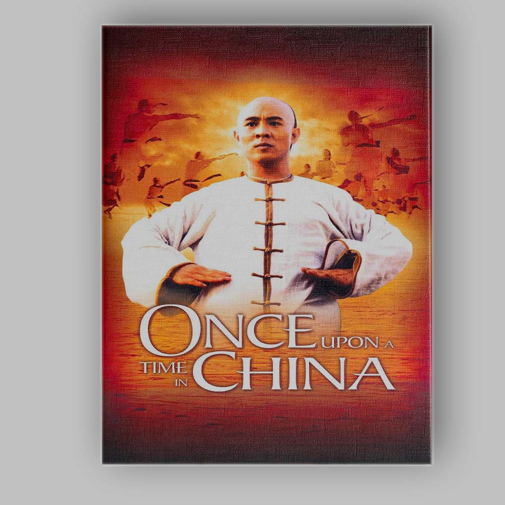 Martial Arts Master Traditional White Robe Fiery Orange Action Canvas Wall Art Print Decor Picture Ready to Hang