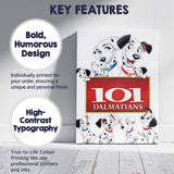 Cute Dalmatian Family Cartoon Character Illustration Red Sign Design Canvas Wall Art Print Decor Picture Ready to Hang