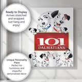 Cute Dalmatian Family Cartoon Character Illustration Red Sign Design Canvas Wall Art Print Decor Picture Ready to Hang