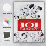 Cute Dalmatian Family Cartoon Character Illustration Red Sign Design Canvas Wall Art Print Decor Picture Ready to Hang