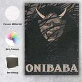 Japanese Folklore Demon Mask Dark Atmospheric Horror Illustration Canvas Wall Art Print Decor Picture Ready to Hang