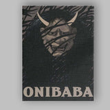 Japanese Folklore Demon Mask Dark Atmospheric Horror Illustration Canvas Wall Art Print Decor Picture Ready to Hang