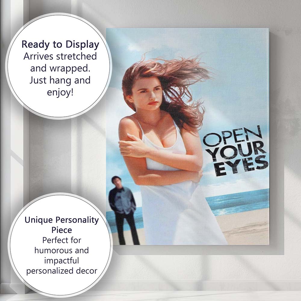 Wind Swept Woman Beach Romance Drama Soft Coastal Photography Canvas Wall Art Print Decor Picture Ready to Hang