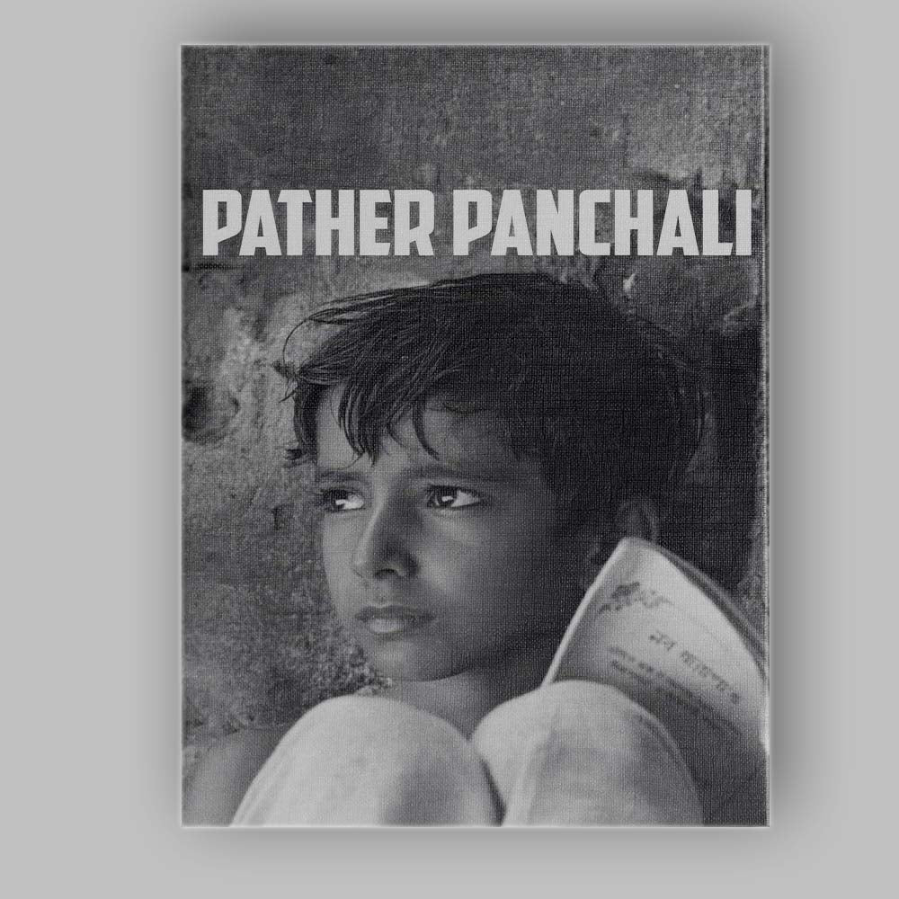 Monochrome Childhood Portrait Rural Bengali Cinema Classic Canvas Wall Art Print Decor Picture Ready to Hang