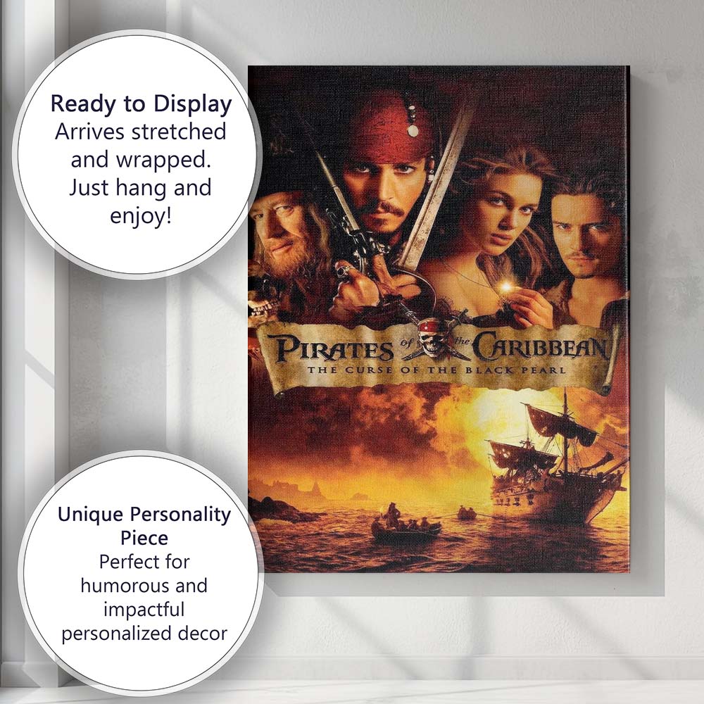Golden Pirate Adventure Sea Voyage Cinematic Fantasy Artwork Canvas Wall Art Print Decor Picture Ready to Hang